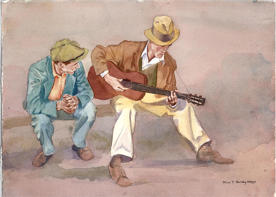 He can sure play that guitar Painting by Mimi Boothby