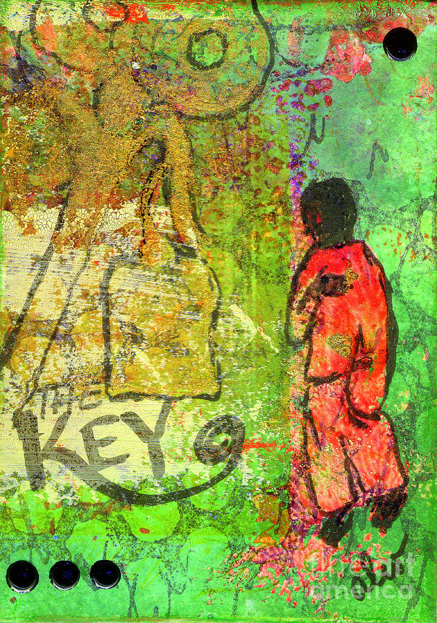 He Found the KEY Mixed Media by Angela L Walker