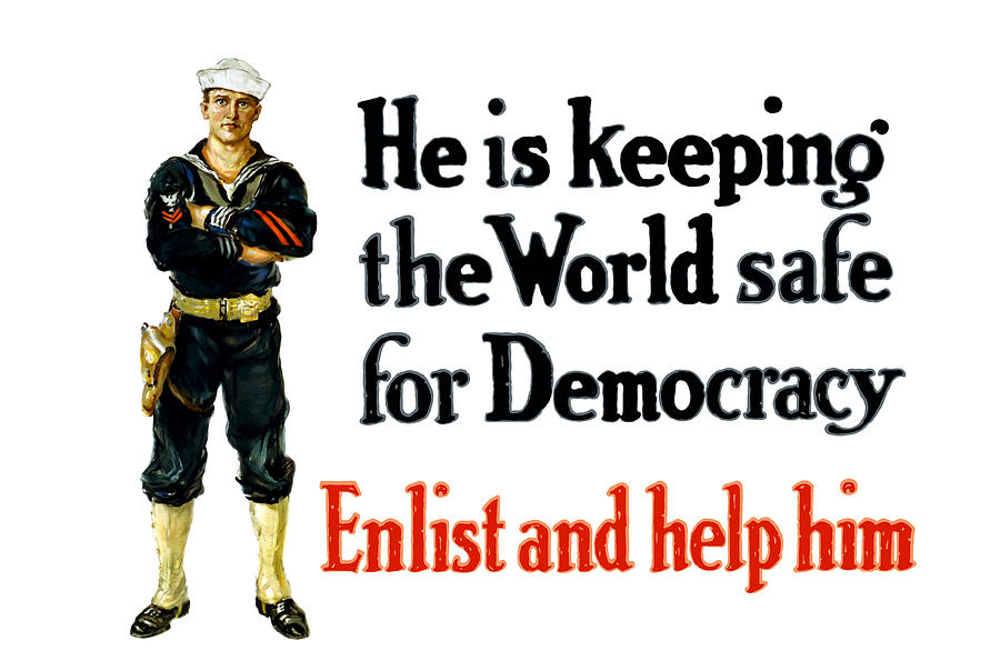 Navy Painting - He Is Keeping The World Safe For Democracy by War Is Hell Store