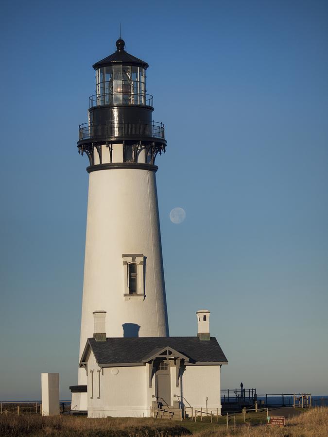 The Moon Behind Yaquina Head Photograph by HW Kateley