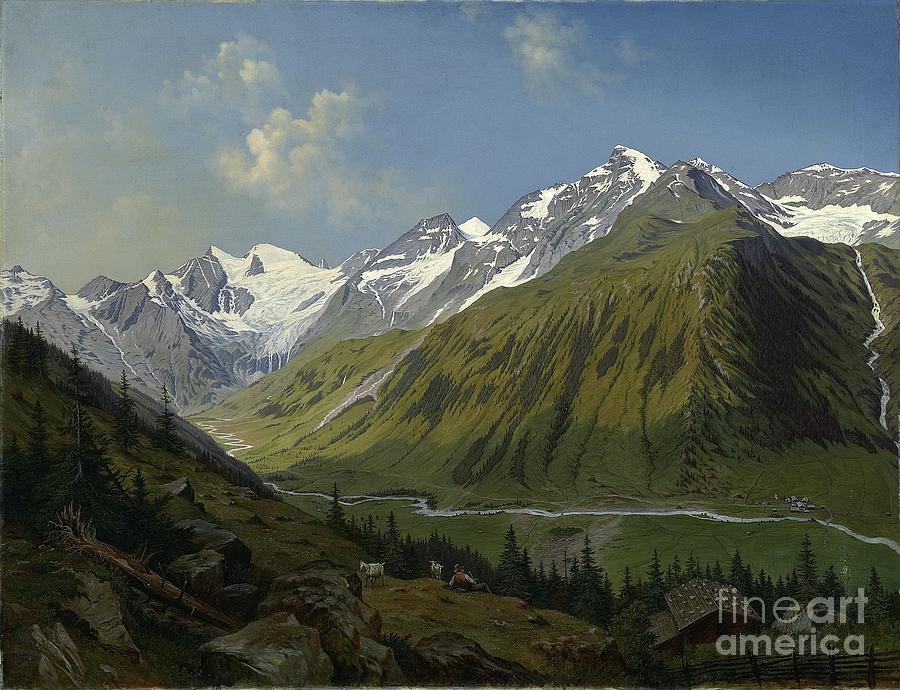 he valley of Ferleiten with the Wiesbachhorn in the Salzburg  Painting by MotionAge Designs
