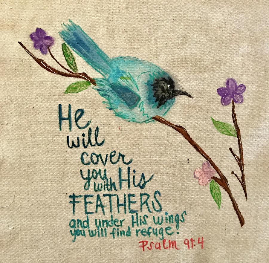 He Will Cover you with His Feathers Painting by Paula Cox