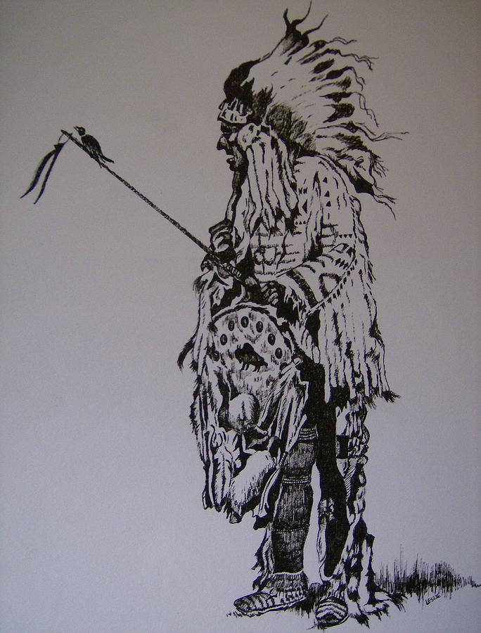 Head dress Drawing by Leslie Manley