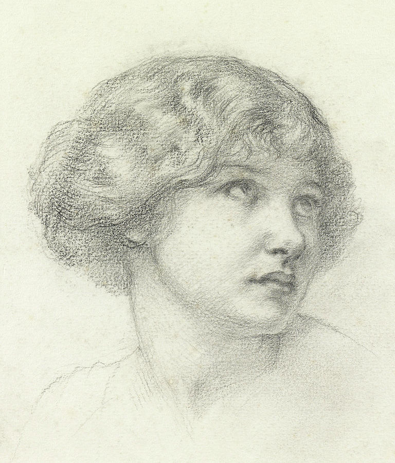 Head of a girl  Drawing by Walter John Knewstub