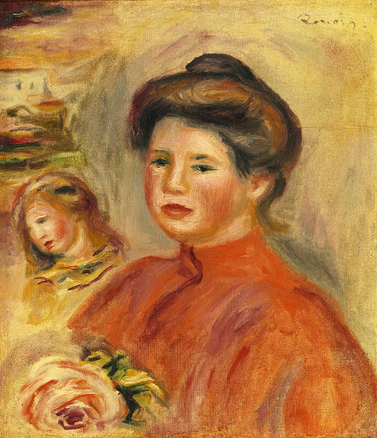 Head of a Woman. Gabrielle Painting by Pierre-Auguste Renoir