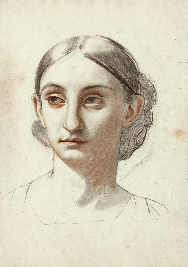 Head of a Woman Drawing by Isidore Pils