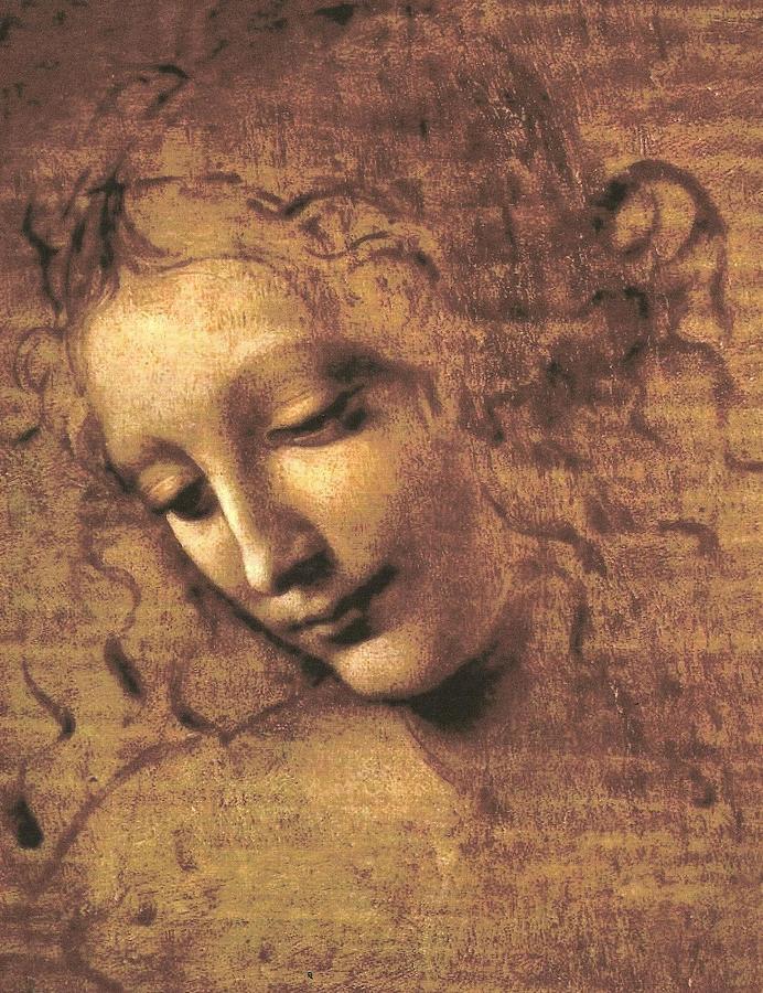 Head Of A Woman Painting by Leonardo Da Vinci