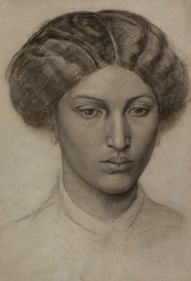 Head of a Young Woman Drawing by Dante Gabriel Rossetti