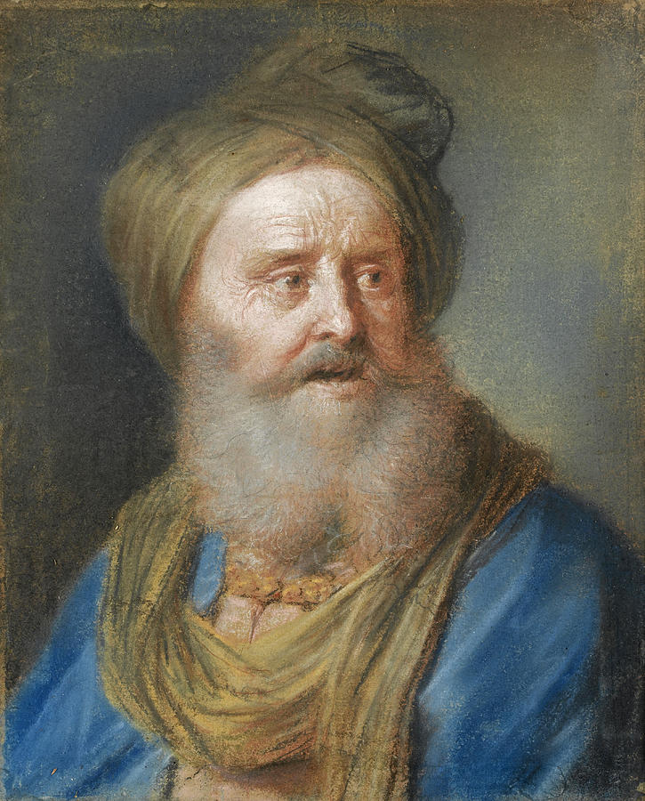 Head of an old Man with a Turban Drawing by Giuseppe Nogari