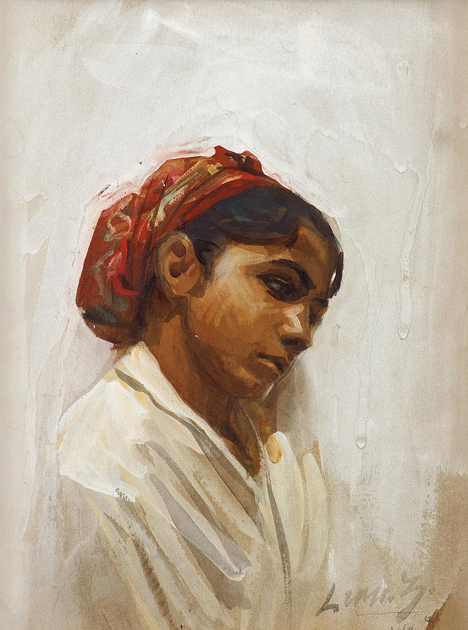Head of Spanish girl, Sevilla Drawing by Anders Zorn