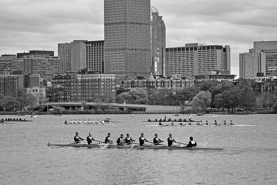 Head of the Charles. Charles rowers Black and White Photograph by Toby McGuire