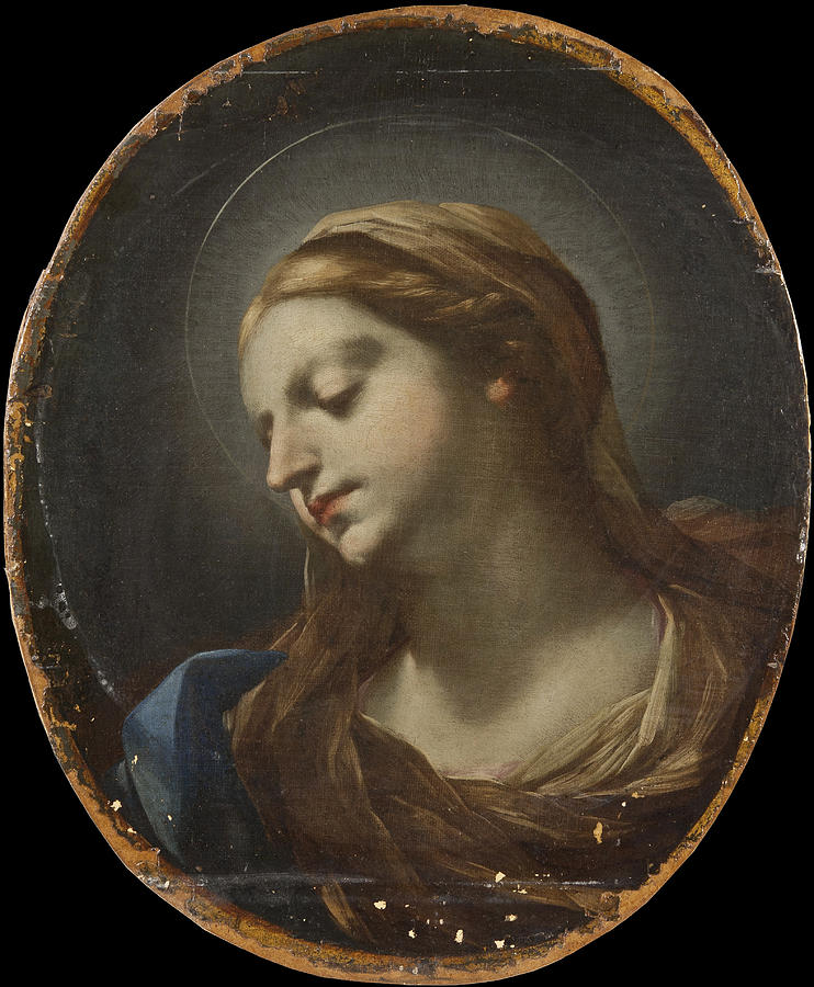 Head of the Virgin Painting by Attributed to Elisabetta Sirani