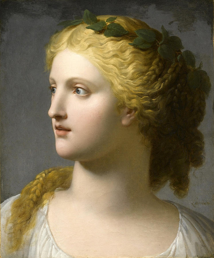 Beautiful Painting - Head of Woman crowned with Laurel by Charles Paul Landon