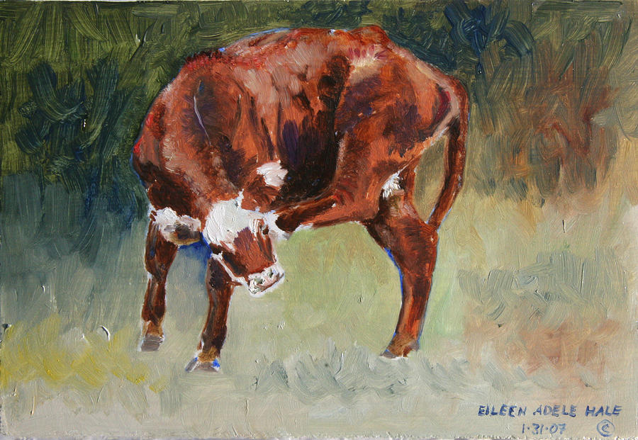 Cow Painting - Head-Scratching Heifer PAD by Eileen Hale