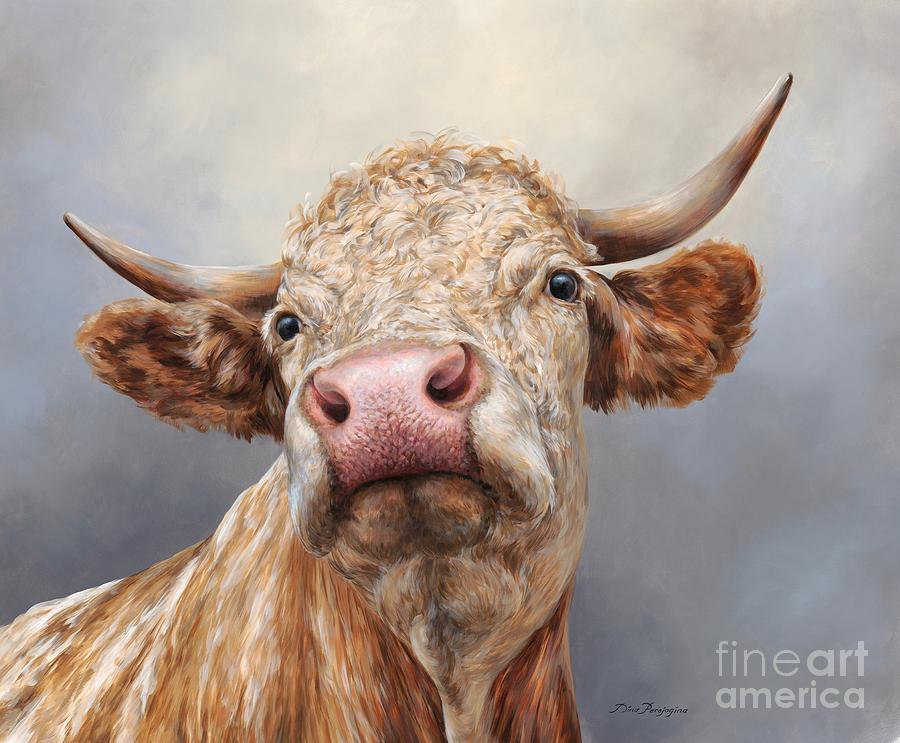 Bull Painting - Head Strong by Dina Perejogina
