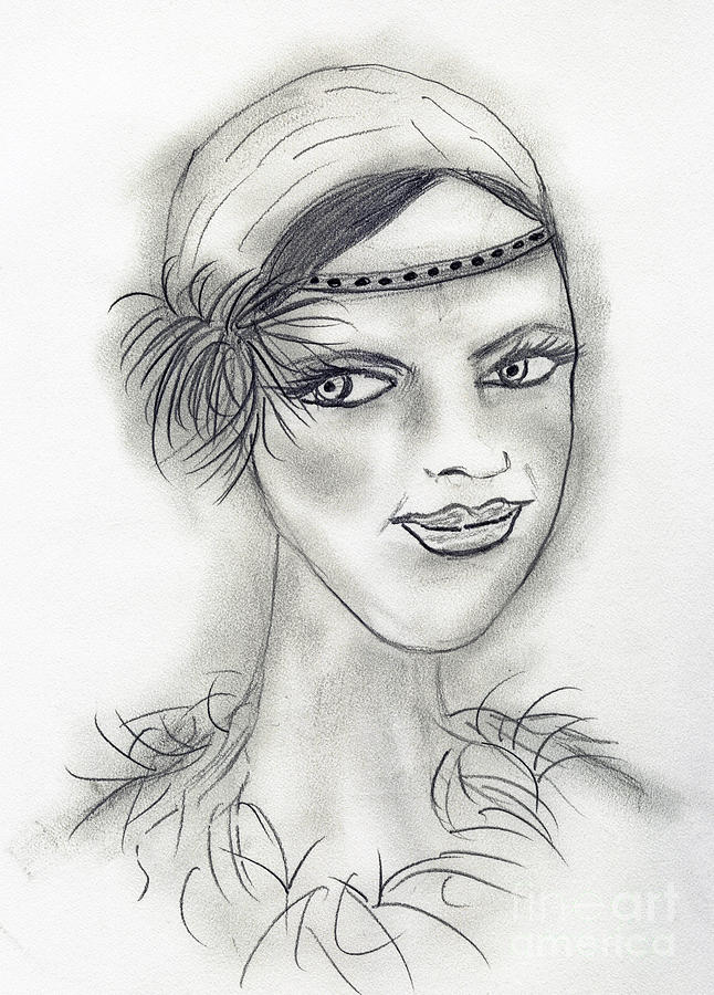 Headband Deco Girl Drawing by Sonya Chalmers