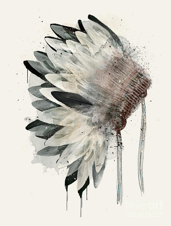 Native Headdress Painting - Headdress by Bri Buckley Native Headdress Painting - Headdress by Bri Buckley