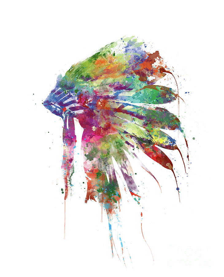 Feather Mixed Media - Headdress by Monn Print