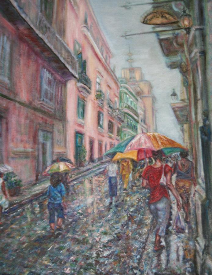 Umbrella Painting - Heading Home in Havava Painting by Quin Sweetman