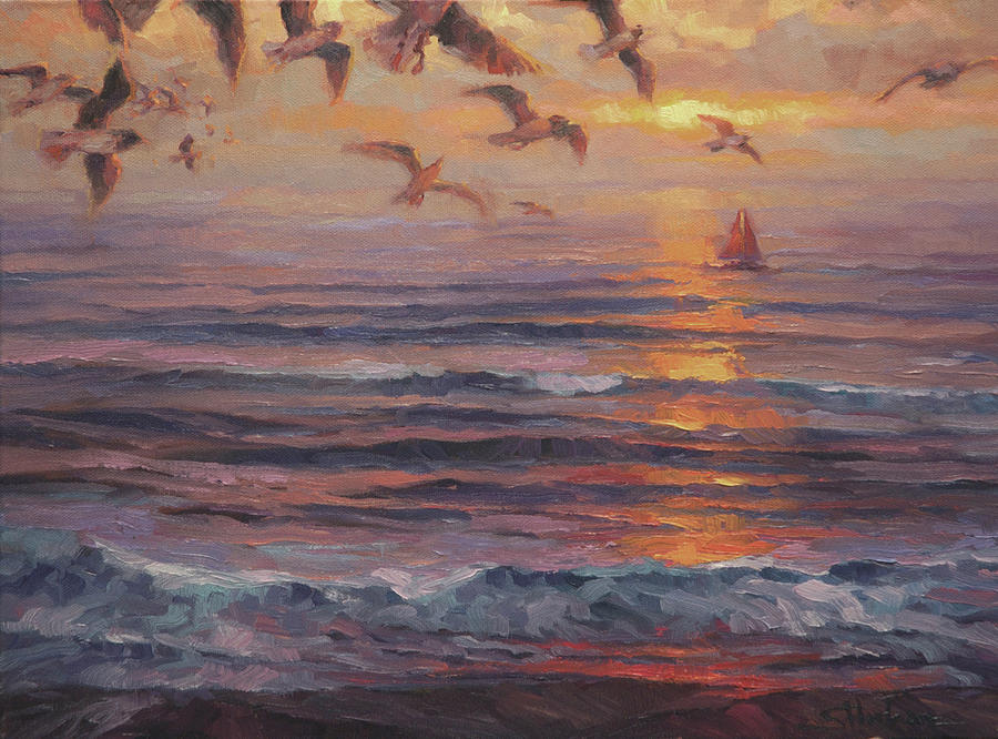 Bird Painting - Heading Home by Steve Henderson