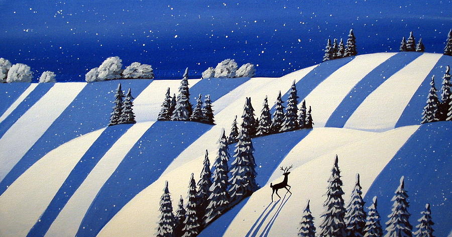 Heading North - modern winter landscape Painting by Debbie Criswell