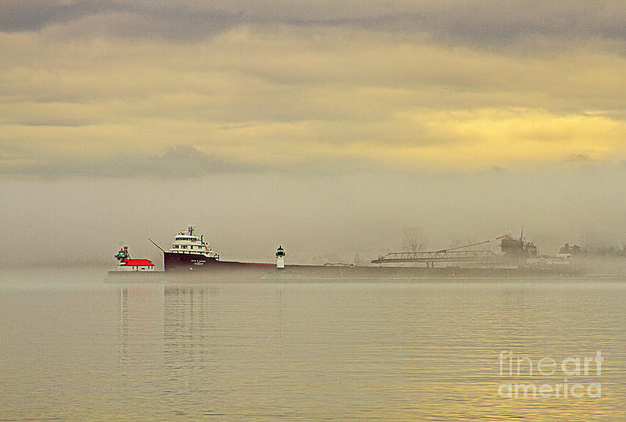 Boat Photograph - Heading out into the fog by Jamie Rabold