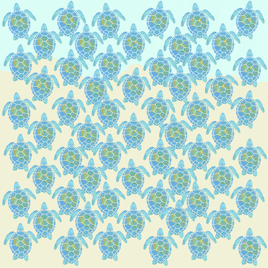 Baby Sea Turtles heading out to sea Digital Art by Denise Beverly