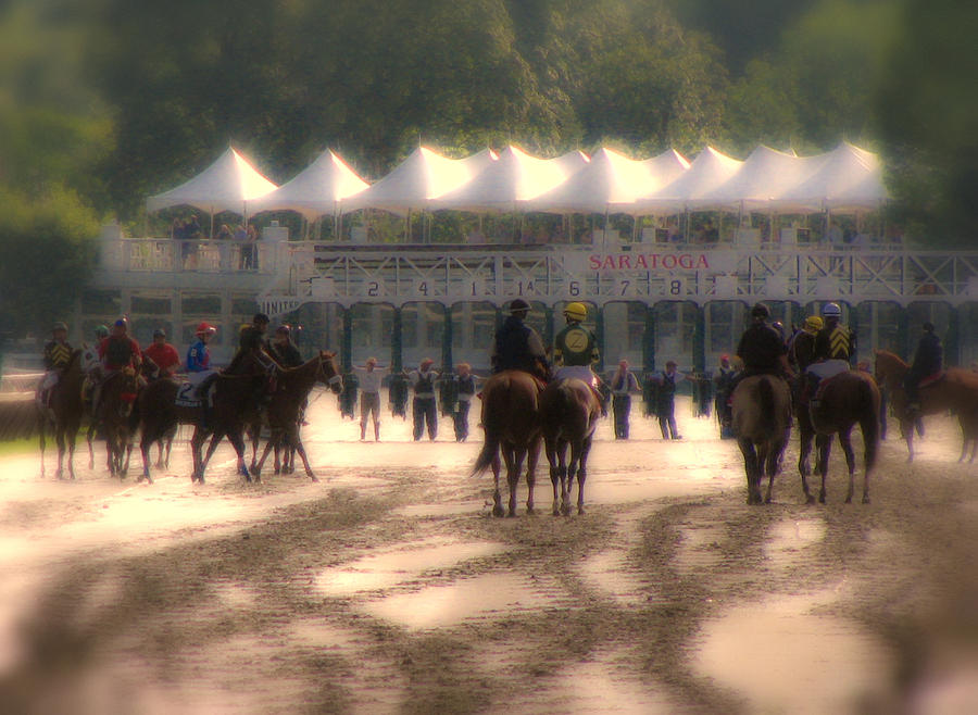 Heading To The Starting Gate At Saratoga Photograph by Jeff Watts