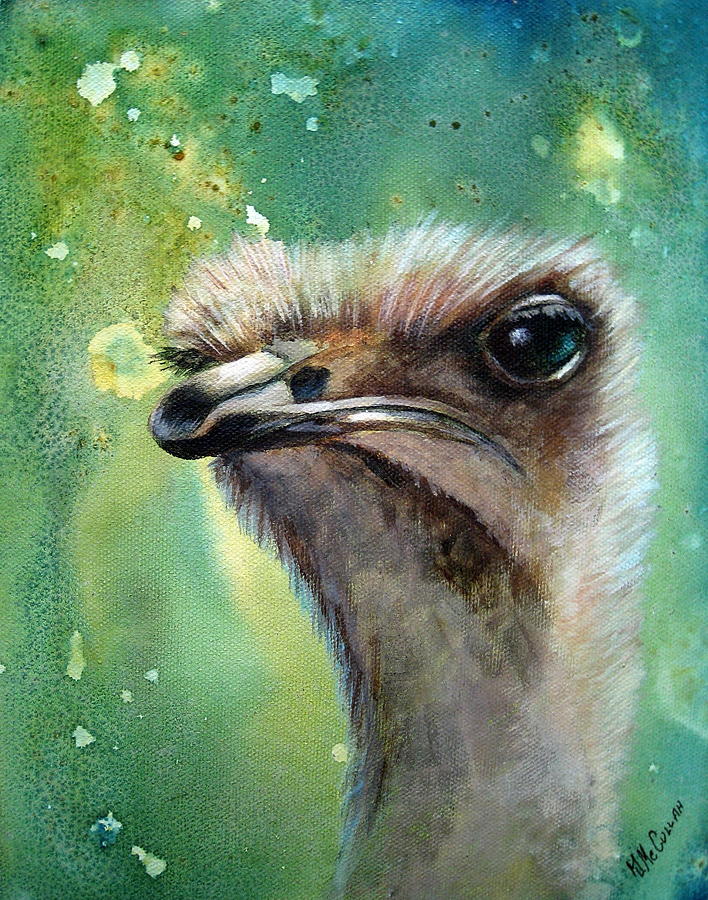 Heads Up-Ostrich Painting by Mary McCullah