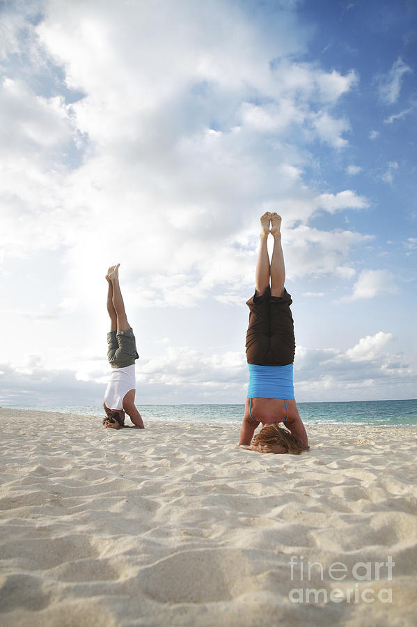Bend Photograph - Headstand on Beach by Brandon Tabiolo - Printscapes