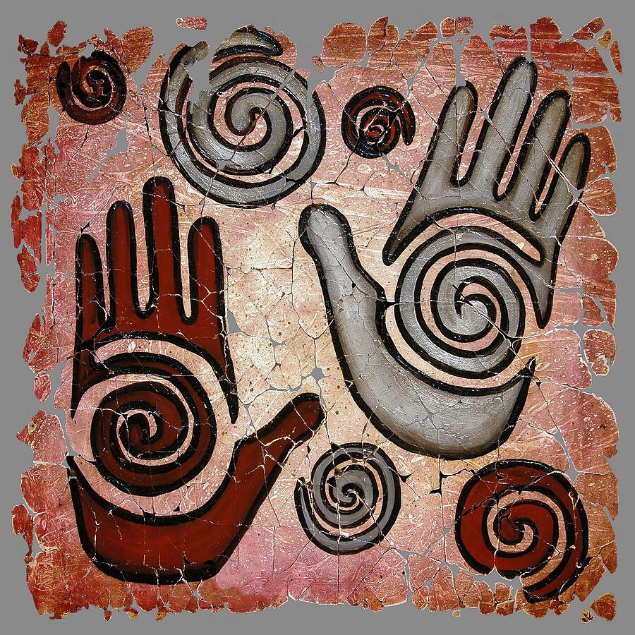Healing Hands - A Broken Modern Fresco Painting by OLena Art