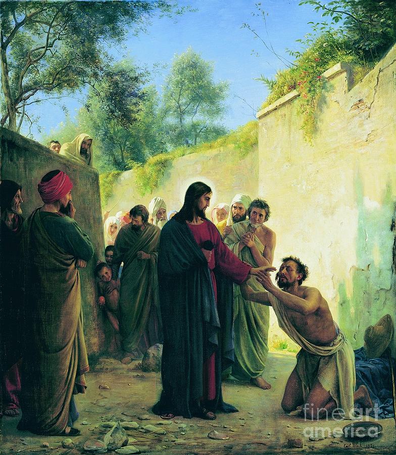 Carl Heinrich Bloch Painting - Healing Of The Blind Man by MotionAge Designs