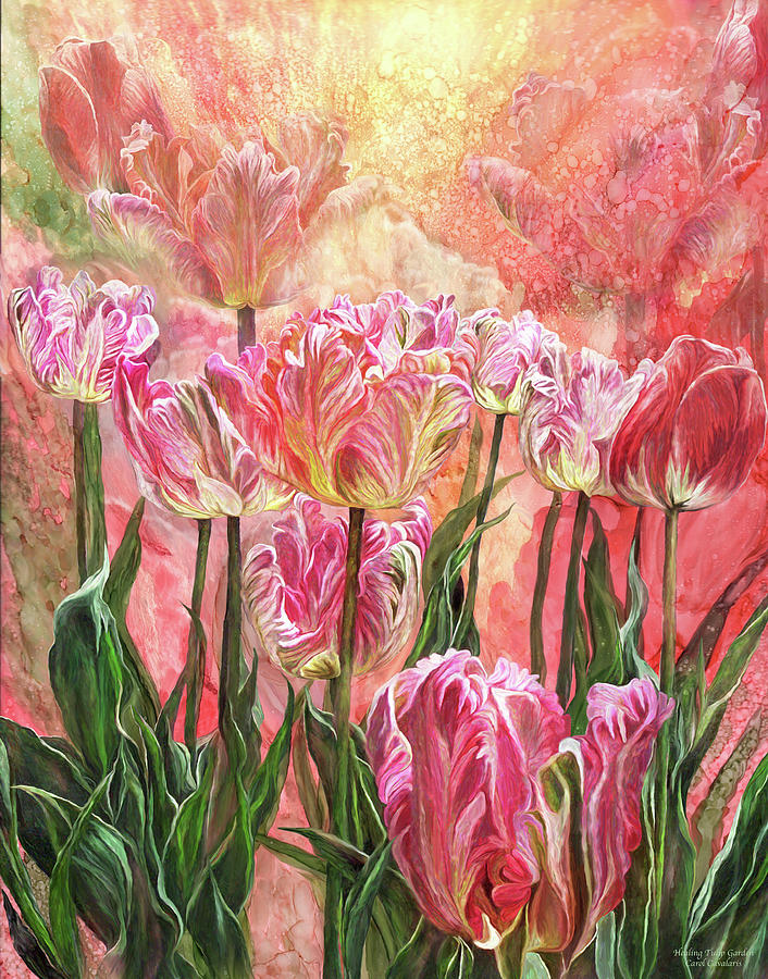 Carol Cavalaris Mixed Media - Healing Tulip Garden by Carol Cavalaris