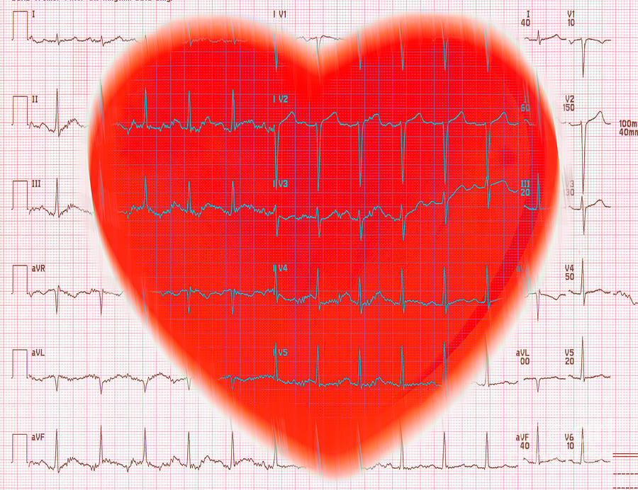 Heart And Ekg Reading Photograph by George Mattei