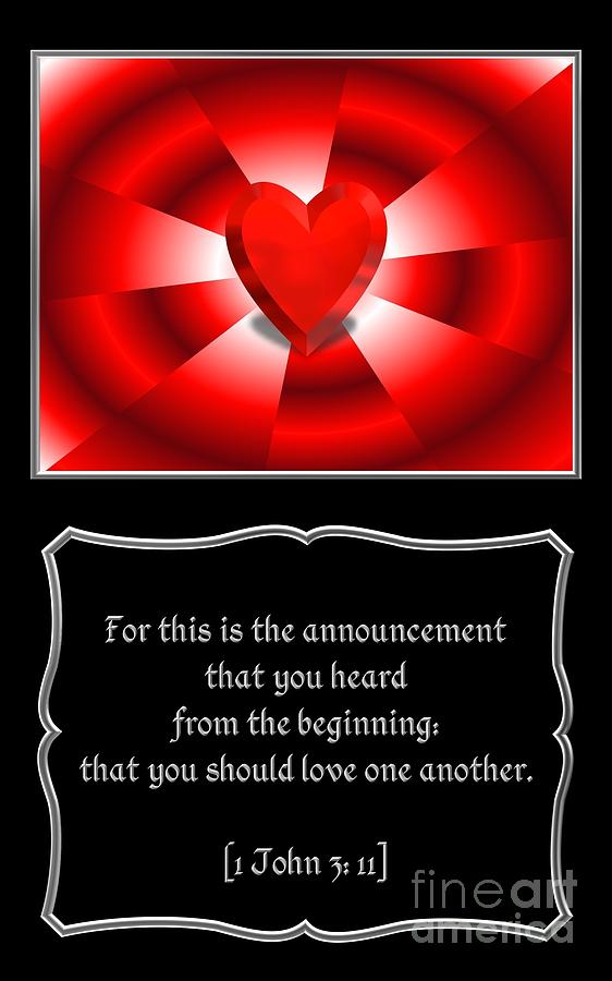 Heart and Love Design 1John 3 Bible Quote Digital Art by Rose Santuci-Sofranko