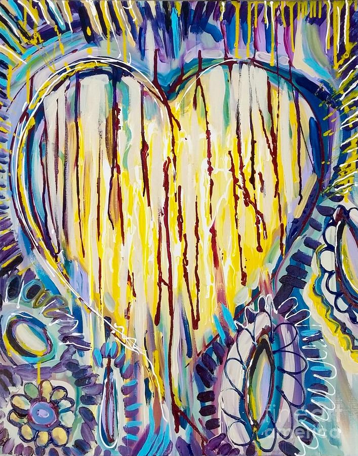 Heart Blast Painting by Catherine Gruetzke-Blais