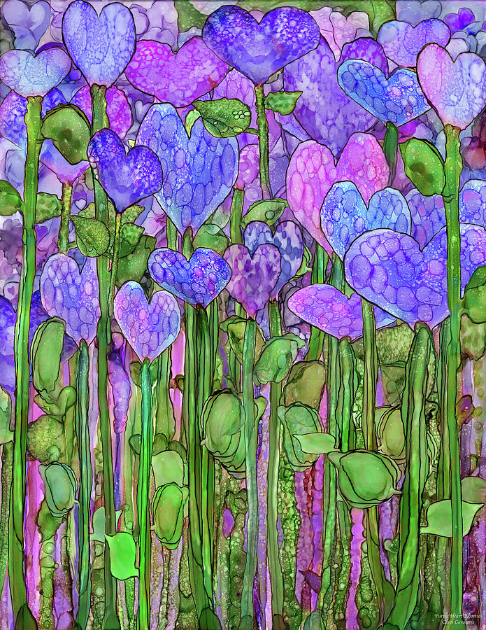 Heart Bloomies 1 - Purple Mixed Media by Carol Cavalaris
