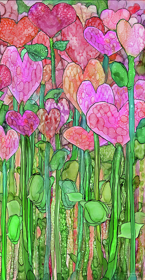 Heart Bloomies 2 - Pink and Red Mixed Media by Carol Cavalaris