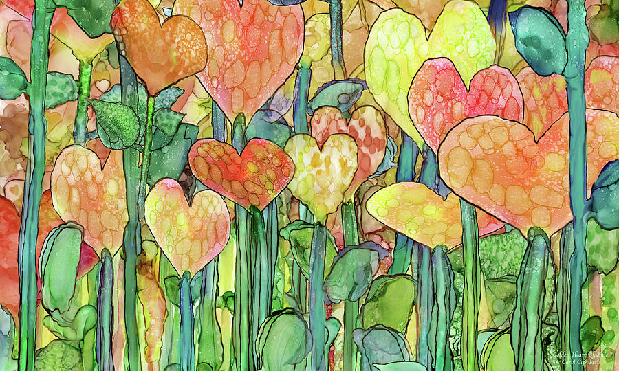 Heart Bloomies 3 - Golden Mixed Media by Carol Cavalaris