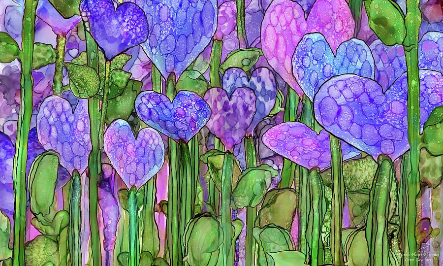 Heart Bloomies 3 - Purple Mixed Media by Carol Cavalaris