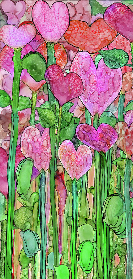 Heart Bloomies Pink-custom Mixed Media by Carol Cavalaris