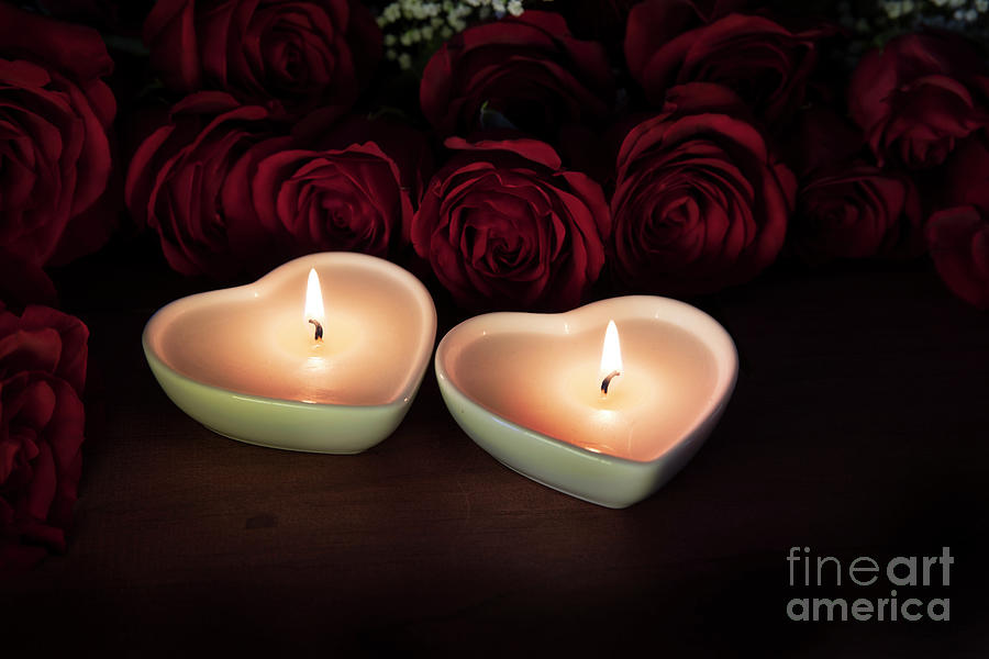 Heart Candles and Roses Photograph by Charlotte Lake - Fine Art