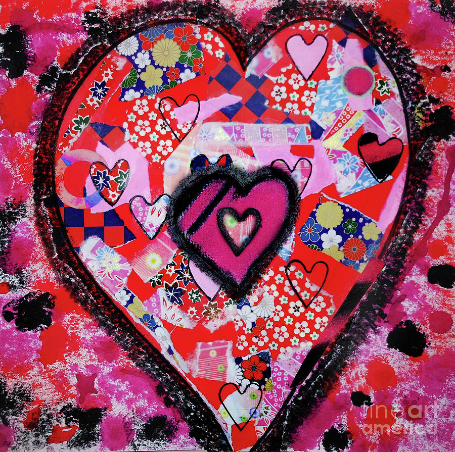Heart Collage Mixed Media by Christine Perry