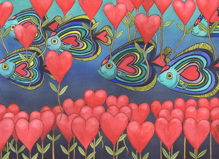 Heart fish Painting by Catherine G McElroy