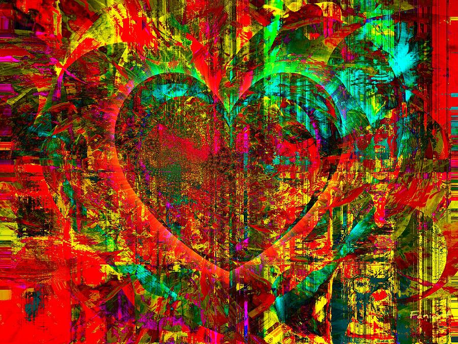 Heart in Flame Mixed Media by Fania Simon