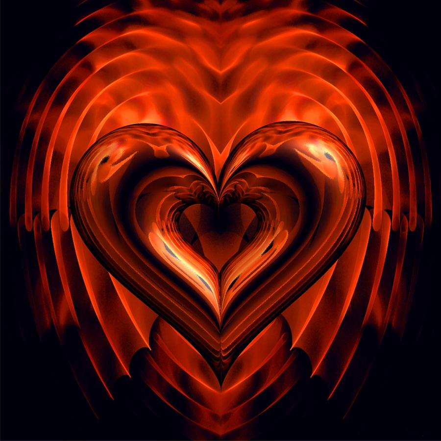 Heart in flames Digital Art by Dana Furi - Fine Art America