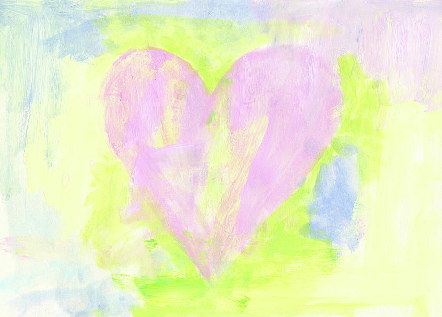 Heart in pastel colors Painting by Karen Kaspar