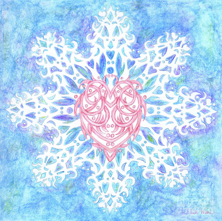 Heart In Snowflake Painting by Lise Winne