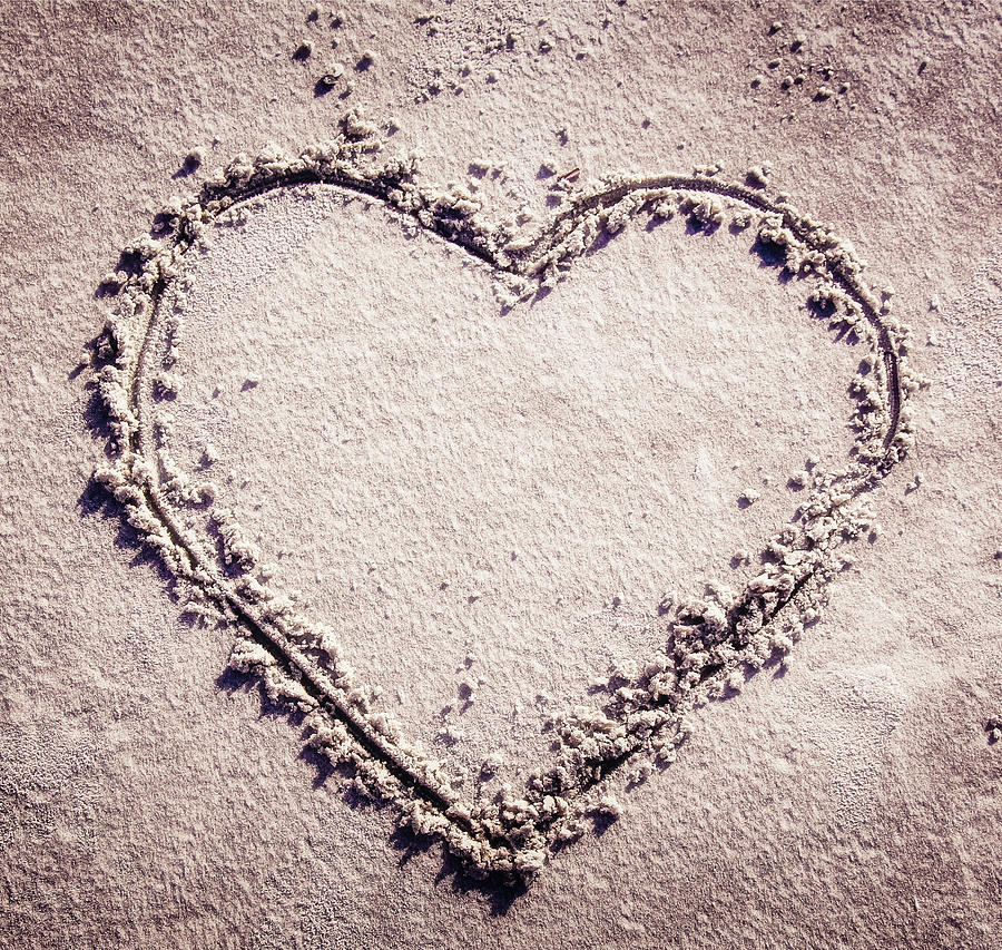 Heart In The Sand Pink Photograph