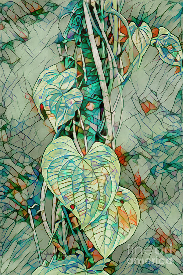 Nature Mixed Media - Heart Leaf Mosiac by Deborah Benoit